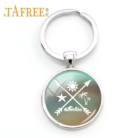 TAFREE Simple Exquisite surf keychain Exciting Outdoor sports art picture Pendant keyring student ba