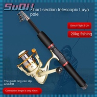 SUQI Portable Fishing Rod, Spinning Casting Telescopic fishing rod,  Short Mini fiberglass Fiberglass Lure Rod Travel Fishing Equipment