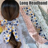 Retro Floral Long Hair Ribbon - Ponytail Tied Hair Band - Elegant Ribbon Headband - for Women Girls 