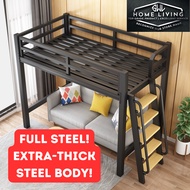Strong Loft Bed Queen King Size Double Decker Elevated Bunk Bed Space Saving Loft Bed Adult Katil Loteng 阁楼床