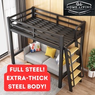 Upgraded Strong Metal Loft Bed Single Queen Double Decker Bunk Bed Loft Bed Adult Katil Loteng 阁楼床