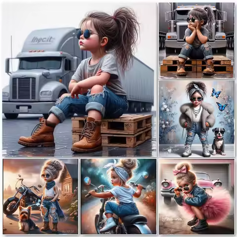 Cool Girl 5D DIY Diamond Painting Full Diamond Mosaic Embroidery Steampunk Girl Cross Stitch Kits Se