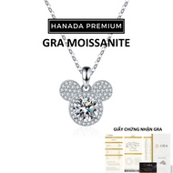HANADA 6.5MM Moissanite Stone Necklace (1CT) Mickey Stone Party 925 Sterling Silver Platinum Coated 