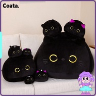 COATA Black Cat Plush Doll, 4 Size Cuddly Cuddly Pillow Cushion, Cartoon Round Ball Stuffed Animal D