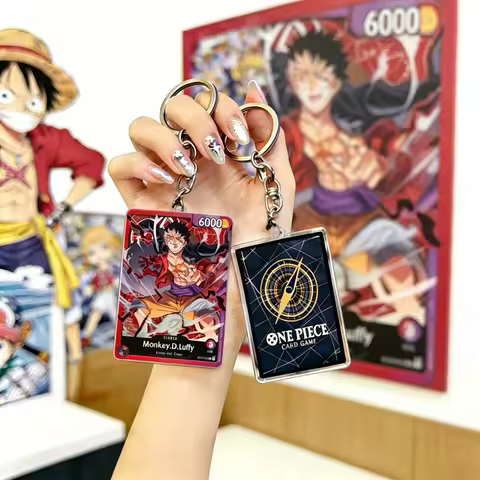 Anime Acrylic Card Keychain One Piece Luffy Zoro Nami Shanks TCG Card Pendant Collection Phone Chain