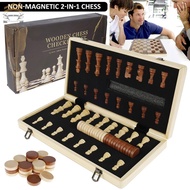 56Pcs Chess and Checkers Set Chess Game Set Wooden 2-in-1 Board Game Handmade Chess Board Game SHOPSKC7557