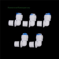 FSMY 5PCS 1/4" Male Thread - 1/4" OD Tube RO Water Elbow Quick Connector Jelly