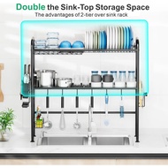 Over The Sink Dish Drying Rack, 2 Tier Above Sink Dish Drainer Drying Rack With Utensil Holder For K