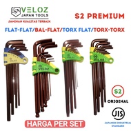 (S2) VELOZ L key set long TORX-TORX/FLAT-FLAT/TORX-FLAT/BALL-FLAT long (READ DESCRIPTION) price per 