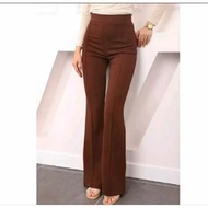 Premium Highwaist Women's Scuba Cutbray Long Pants - Flare Scuba Cubit Cutbray Pants Guarantee tiba 
