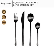 Equinox 18/10 Cutlery Set Stainless Steel Spoon Fork Knife - Lucca Black(24 Pcs)