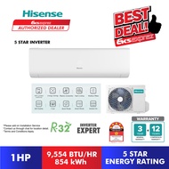 [FREE Ship] Hisense AI-Series R32 Inverter 5 Star⭐ Series Gold Fin Auto Clean Standard Aircond (1HP/