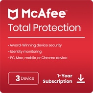 McAfee Total Protection 3 Device Antivirus Software VPN True Key PC/Mac/Android/iOS Email Delivery