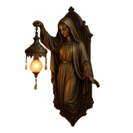 Farfi Fake Crystal Embellished Wall Light Bedroom Wall Light Vintage Mermaid Wall Lamp Virgin Mary R