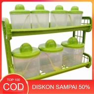 Mercury Spice Rack, 2 Layer Plastic Spice Holder, 7 Kitchen Set Containers