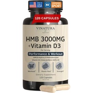 VINATURA HMB 3000mg and Vitamin D3 Supplement Capsules per Serving *USA Made & Tested* Promotes  Gro