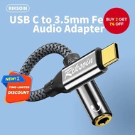 RIKSOIN USB-C to 3.5mm Headphone Jack Adapter Nylon Audio Cable for iPhone 15/16 Samsung S24/S23/S22