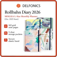 Delfonics Rollbahn Diary 2026 L-Size Monthly Planner (Oct 2025-Dec 2026) by MOGLEA – 4 Cover Variant