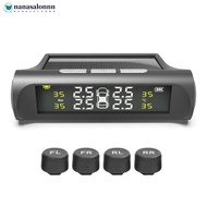 NANASALONNN Car Solar Powered TPMS Tyre Pressure Monitoring System with 4 Sensors Digital LCD Displa