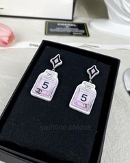 CHANEL 小香新款菱形吊墜香水瓶樹脂亞克力耳釘耳環