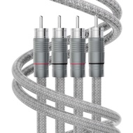 Pair 99.998% Pure Silver RCA Cable HiFi Audio Interconnect Solid Pure Silver Core Wire Self locked S