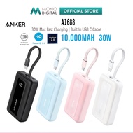 ANKER A1688 ZOLO POWER BANK 10000MAH 30W FAST CHARGE | BUILT IN USB C CABLE |  TWO WAY FAST CHARGING