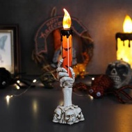 全城熱賣 - 《哈囉喂》—室內佈置-萬聖節派對-創意LED蠟燭燈骷髏骨造型燭台-鈕扣電池-橙色│#萬聖節#萬聖節裝飾