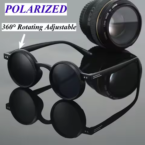360° Rotating Adjustable Sunglasses Round Frame Polarized Sunglasses Outdoor UV Resistant Sunglasses