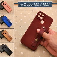 Oppo A15 / A15S Plain DIY Ring I-Ring Back Silicone Case TPU Soft Cover Casing Mobile Stand Housing