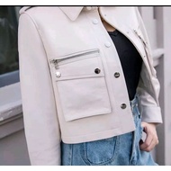 KEMEJA Korean Women's Leather Jacket blazer Shirt Suit