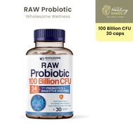 RAW Probiotic (100 Billion CFU-30 capsules) by Wholesome Wellness Probiotics