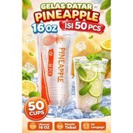 Pineapple Flat Plastic Cups 16oz Contents 50pcs Premium Thick Ready to Use for Sale
