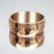 英國硬幣戒指 1 便士 1967 年男士硬幣戒指 女士硬幣戒指