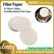 Emory 100pcs 51mm/58mm Coffee Filter Paper Portafilter Basket Round Coffee Maker Paper Filter Espresso Coffee Accessories