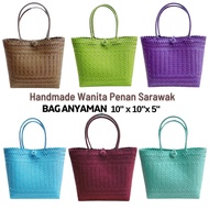 10"x10" - Plain Beg Anyaman Sarawak/ Tote Bag Women / PVC Bakul Anyaman Handmade Wanita Penan Sarawa