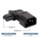 IEC320 C14 TO C5 Left Turn IEC320 C14 Male Female C5 IEC-320 UPS PDU power adapter socket converter 