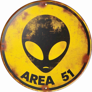 Area 51 Vintage Metal Sign - 7.8 Inch Creative Retro UFO Alien Decorative Art Sign for Cafe, Club, B