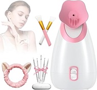 AUSSEN Facial Steamer Nano Ionic Hot Mist Face Steamer, Portable Humidifier Machine,Rejuvenate and Hydrate Your Skin for Youthful Complexion- Face Steaming Skincare Deep Cleanse SPA (Pink)