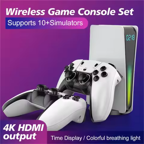 Video Home Game Console With Built-in Speakers 9 Large Simulators Dual Wireless Controllers PSP High