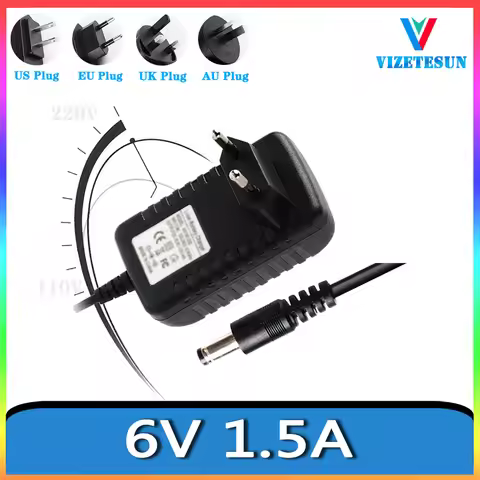 6V 1.5A Power Adapter 6V 1500mA Switching Power Supply DC Stabilized Power Supply Charger