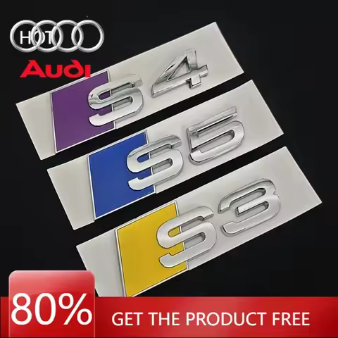 2026 Hot Interior Stickers 3D ABS Blue Yellow Chrome Car Rear Trunk Emblem Badge Decal For Audi S3 8