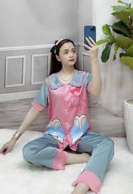 Bộ Lụa Latin - Tay Ngắn Quần Dài - Họa Tiết Dễ Thương - Chất Vải Mềm Mịn Mát Không Nhăn Free Size Từ