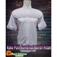 Baju koko Putih bordir, koko alwafa, baju muslim