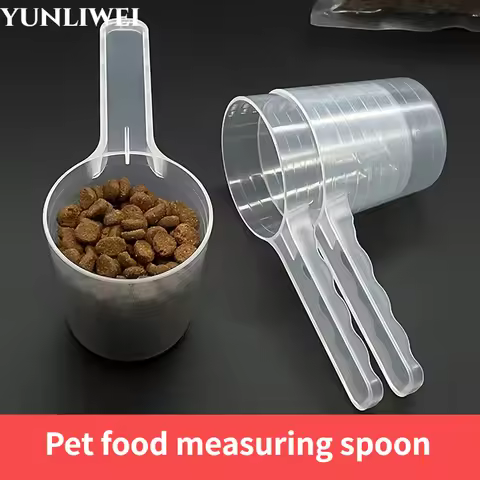 1pc Transparent Pet Measuring Spoon with Scale Plastic Dog Cat Feeding Shovel Pet Tableware Supplies