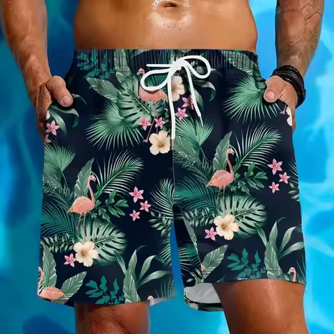 Coconut Leaves Man Swimwear Beach Briefs Summer Big Size 4XL Swimwear Men Board Shorts Casual Hawaii