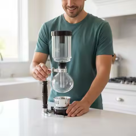 Siphon Coffee Brewer Traditional Design Vacuum Coffee Brewer Kitchen Appliance Reusable Strainer for
