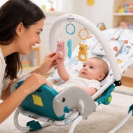 Iiko Brand Baby Reclining Chair Rocking Chair with Music and Hanging Bar Toys for Children 0-4 Years