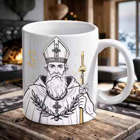 Vintage Saint Nicholas Ceramic Mug, coffee cup, milk cup, office tea cup, drinking cup, fade-resista