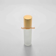 Roll On 10 Ml Clear Frost Stainless Cap Gold Shiny Line / Glass Bottle / Perfume Bottle / Wind Oil B