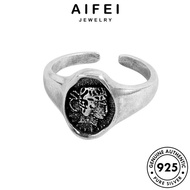AIFEI JEWELRY Korean Perempuan Sterling 925 Silver Women Accessories Retro Punk Cincin 純銀戒指 Ring Original For Perak Adjustable R1191